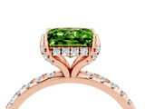 Rose gold Princess Cut Diamond Solitaire Ring with Four-Prong Setting and Pavé Band_4