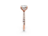 Rose gold Princess Cut Diamond Solitaire Ring with Four-Prong Setting and Pavé Band_5