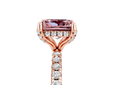 Rose gold Princess Cut Diamond Solitaire Ring with Four-Prong Setting and Pavé Band_5