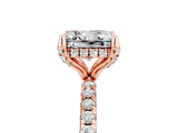 Rose gold Princess Cut Diamond Solitaire Ring with Four-Prong Setting and Pavé Band_5