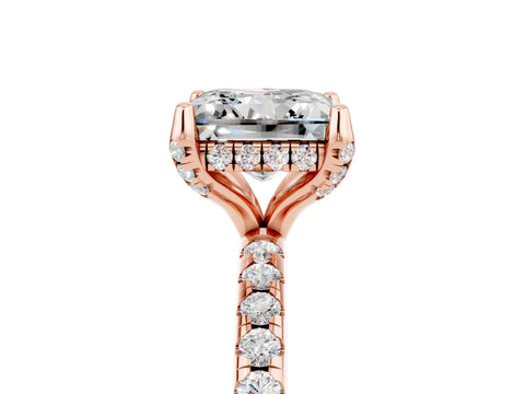 Rose gold Princess Cut Diamond Solitaire Ring with Four-Prong Setting and Pavé Band_5