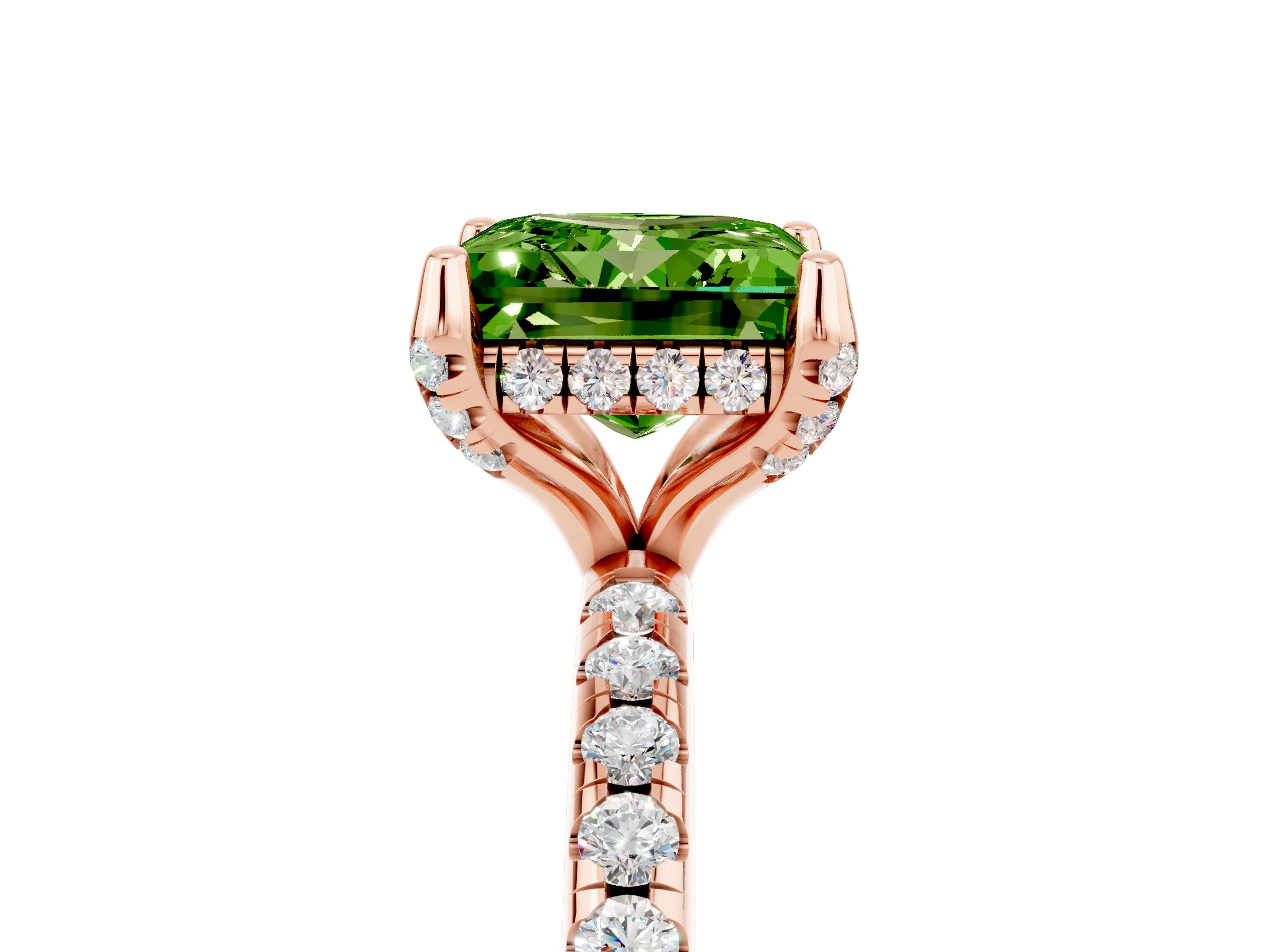 Rose gold Princess Cut Diamond Solitaire Ring with Four-Prong Setting and Pavé Band_5