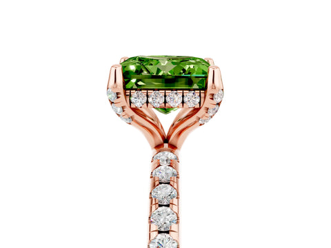 Rose gold Princess Cut Diamond Solitaire Ring with Four-Prong Setting and Pavé Band_5
