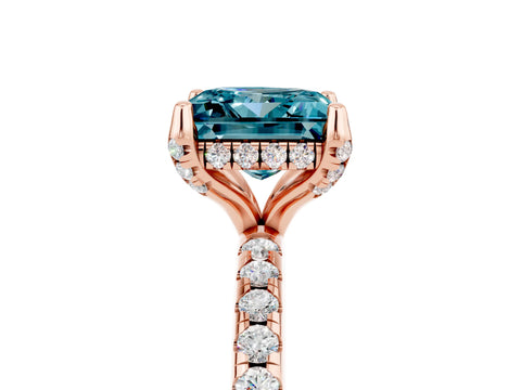 Rose gold Princess Cut Diamond Solitaire Ring with Four-Prong Setting and Pavé Band_5