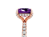 Rose gold Princess Cut Diamond Solitaire Ring with Four-Prong Setting and Pavé Band_5
