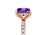 Rose gold Princess Cut Diamond Solitaire Ring with Four-Prong Setting and Pavé Band_5