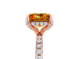 Rose gold Princess Cut Diamond Solitaire Ring with Four-Prong Setting and Pavé Band_5