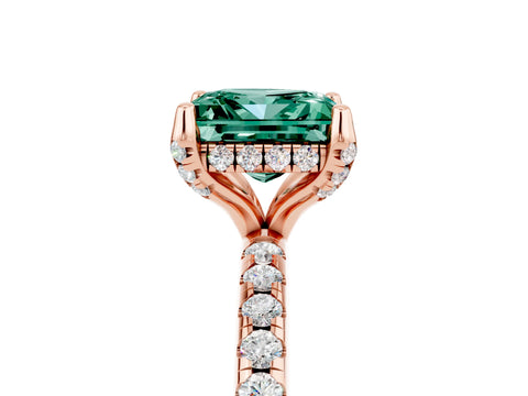 Rose gold Princess Cut Diamond Solitaire Ring with Four-Prong Setting and Pavé Band_5