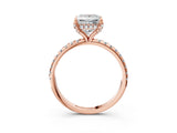 Rose gold Princess Cut Diamond Solitaire Ring with Four-Prong Setting and Pavé Band_6