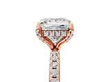 Rose gold Princess Cut Diamond Solitaire Ring with Four-Prong Setting and Pavé Band_8