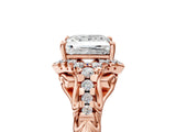 Rose gold Princess Cut Diamond Solitaire Ring with Hidden Halo and Pavé Band_32