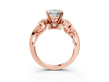 Rose gold Princess Cut Diamond Solitaire Ring with Milgrain Pavé Band and Four-Prong Setting_183