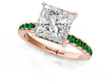 Rose gold Princess Cut Diamond Solitaire Ring with Pavé Band and Four-Prong Setting_1