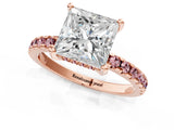 Rose gold Princess Cut Diamond Solitaire Ring with Pavé Band and Four-Prong Setting_1