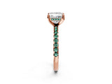 Rose gold Princess Cut Diamond Solitaire Ring with Pavé Band and Four-Prong Setting_2
