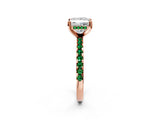 Rose gold Princess Cut Diamond Solitaire Ring with Pavé Band and Four-Prong Setting_2