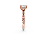 Rose gold Princess Cut Diamond Solitaire Ring with Pavé Band and Four-Prong Setting_2