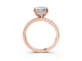 Rose gold Princess Cut Diamond Solitaire Ring with Pavé Band and Four-Prong Setting_3