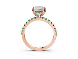 Rose gold Princess Cut Diamond Solitaire Ring with Pavé Band and Four-Prong Setting_3