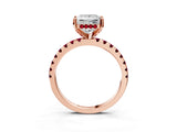 Rose gold Princess Cut Diamond Solitaire Ring with Pavé Band and Four-Prong Setting_3