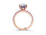 Rose gold Princess Cut Diamond Solitaire Ring with Pavé Band and Four-Prong Setting_3