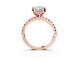 Rose gold Princess Cut Diamond Solitaire Ring with Pavé Band and Four-Prong Setting_3