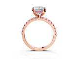 Rose gold Princess Cut Diamond Solitaire Ring with Pavé Band and Four-Prong Setting_3