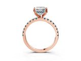 Rose gold Princess Cut Diamond Solitaire Ring with Pavé Band and Four-Prong Setting_3