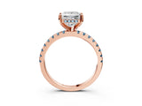 Rose gold Princess Cut Diamond Solitaire Ring with Pavé Band and Four-Prong Setting_3