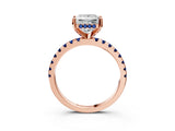 Rose gold Princess Cut Diamond Solitaire Ring with Pavé Band and Four-Prong Setting_3