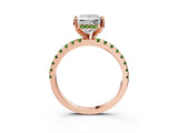 Rose gold Princess Cut Diamond Solitaire Ring with Pavé Band and Four-Prong Setting_3