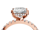Rose gold Princess Cut Diamond Solitaire Ring with Pavé Band and Four-Prong Setting_4