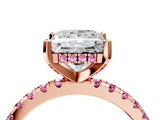Rose gold Princess Cut Diamond Solitaire Ring with Pavé Band and Four-Prong Setting_4