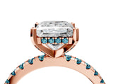 Rose gold Princess Cut Diamond Solitaire Ring with Pavé Band and Four-Prong Setting_4