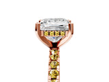 Rose gold Princess Cut Diamond Solitaire Ring with Pavé Band and Four-Prong Setting_5