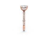 Rose gold Princess Cut Diamond Solitaire Ring with Pavé Band and Hidden Halo_22