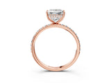 Rose gold Princess Cut Diamond Solitaire Ring with Pavé Band and Hidden Halo_23