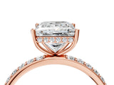 Rose gold Princess Cut Diamond Solitaire Ring with Pavé Band and Hidden Halo_24