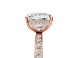Rose gold Princess Cut Diamond Solitaire Ring with Pavé Band and Hidden Halo_25