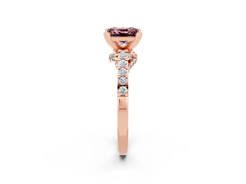 Rose gold Princess Cut Diamond Solitaire Ring with Pavé Band and Prong Setting_14