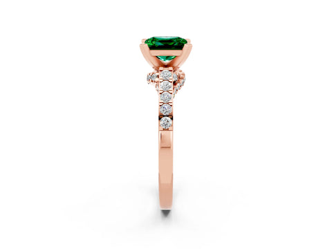 Rose gold Princess Cut Diamond Solitaire Ring with Pavé Band and Prong Setting_14