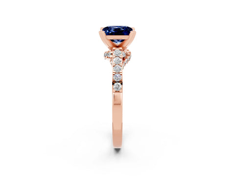 Rose gold Princess Cut Diamond Solitaire Ring with Pavé Band and Prong Setting_14