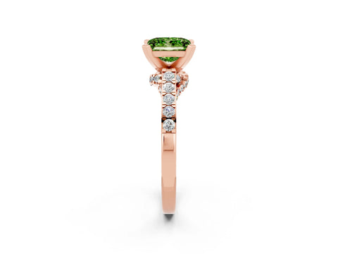 Rose gold Princess Cut Diamond Solitaire Ring with Pavé Band and Prong Setting_14