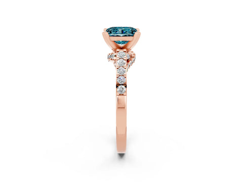 Rose gold Princess Cut Diamond Solitaire Ring with Pavé Band and Prong Setting_14