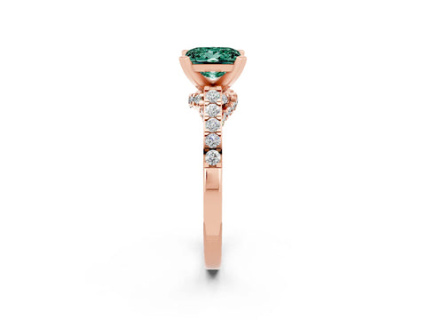 Rose gold Princess Cut Diamond Solitaire Ring with Pavé Band and Prong Setting_14
