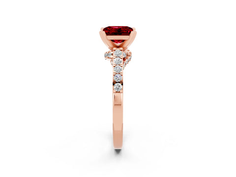 Rose gold Princess Cut Diamond Solitaire Ring with Pavé Band and Prong Setting_14