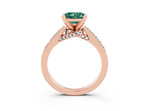 Rose gold Princess Cut Diamond Solitaire Ring with Pavé Band and Prong Setting_15