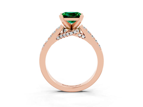 Rose gold Princess Cut Diamond Solitaire Ring with Pavé Band and Prong Setting_15