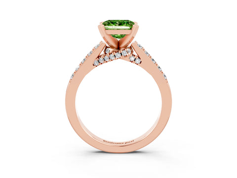 Rose gold Princess Cut Diamond Solitaire Ring with Pavé Band and Prong Setting_15