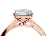 Rose gold Princess Cut Diamond Solitaire Ring with Pavé Band and Prong Setting_16